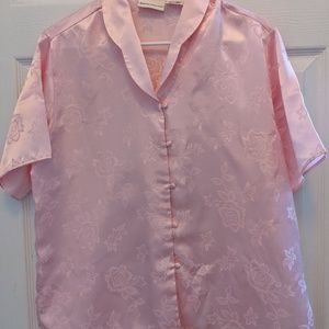 Vintage Jaclyn Smith Silky Pink Short Sleeve PJs M